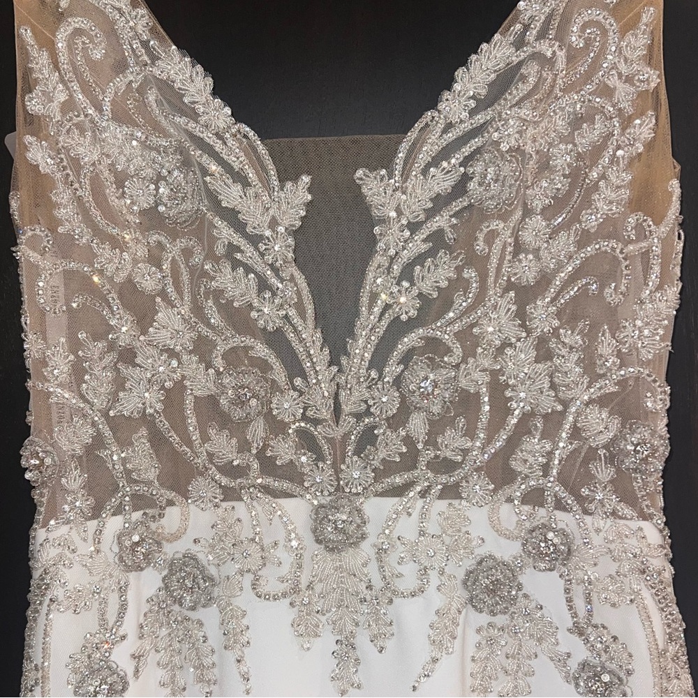 Full Glam Embellished White Lace Wedding Dress - Picture 5 of 16